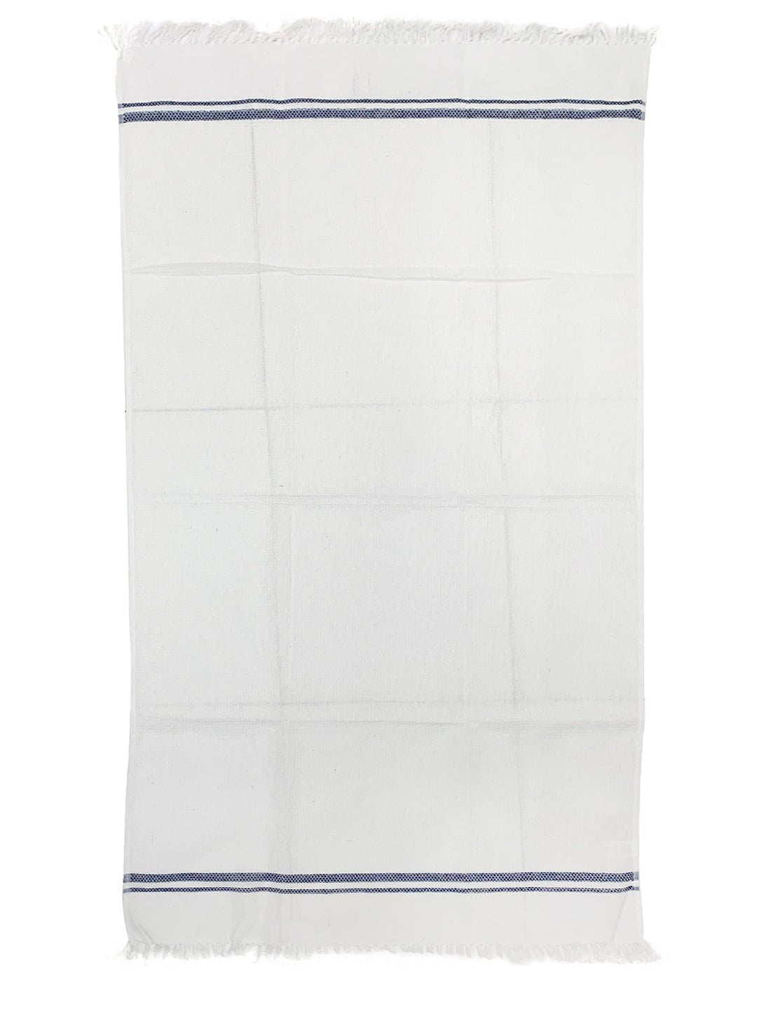 Premium Pearl White with Blue Cotton Bath Towel by Athom Living - Athom Living