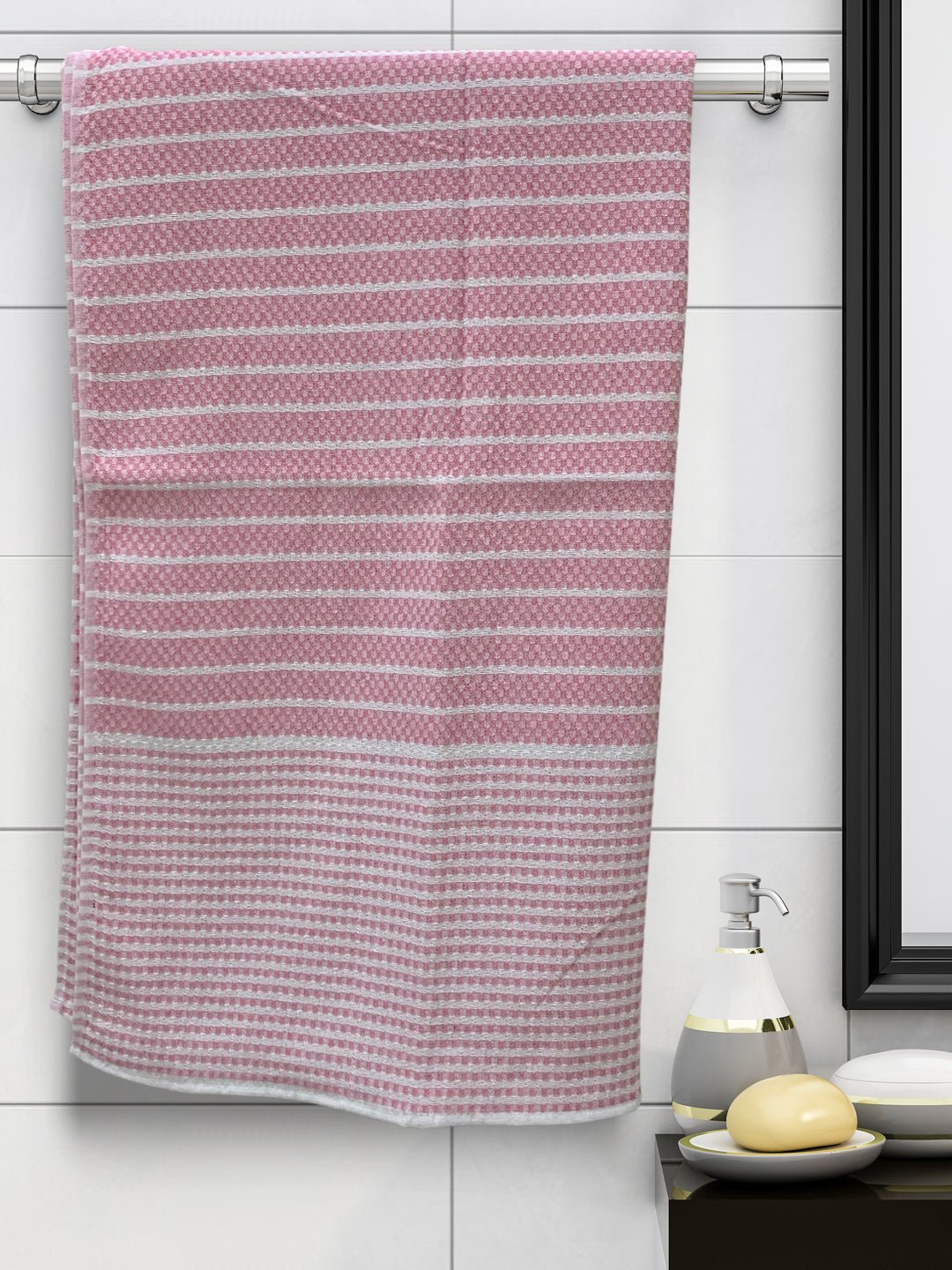 Premium Pink Stripes Cotton Bath Towel by Athom Living - Athom Living