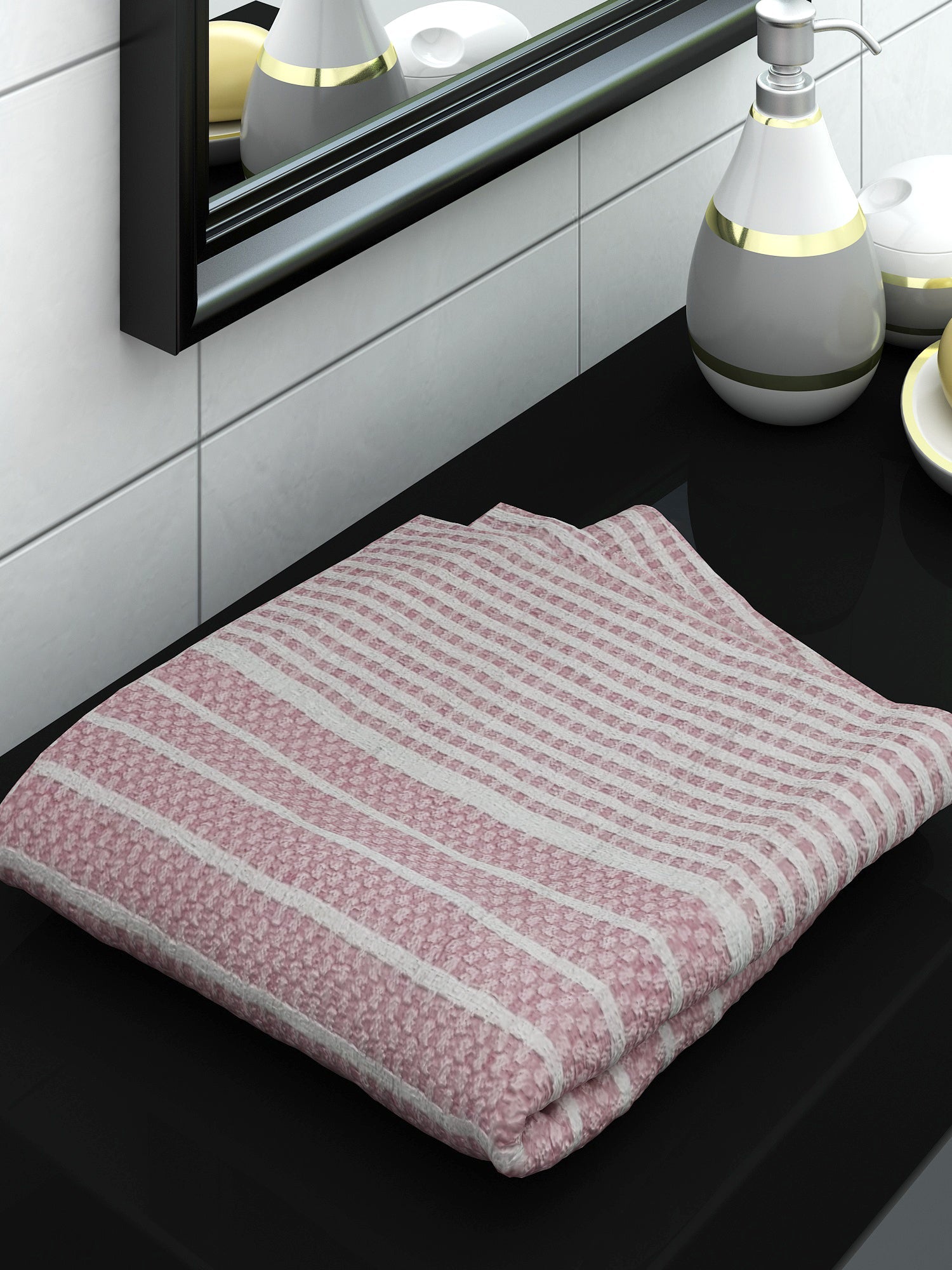 Premium Pink Stripes Cotton Bath Towel by Athom Living - Athom Living