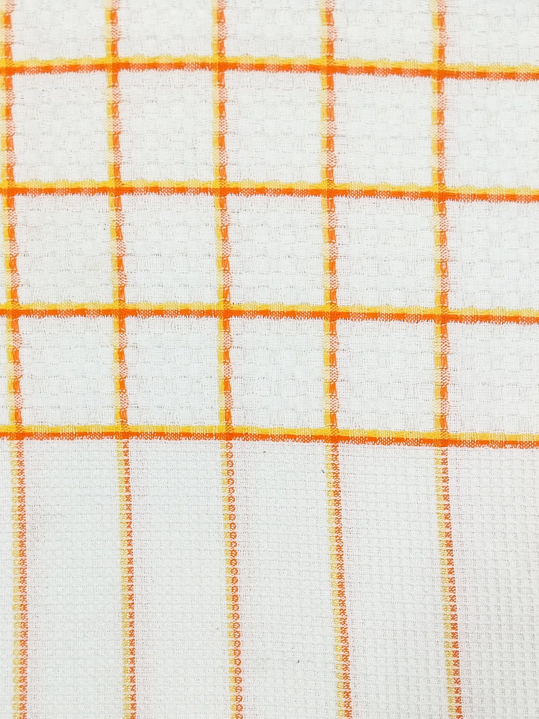 Premium White with Orange Checks Cotton Bath Towel by Athom Living - Athom Living