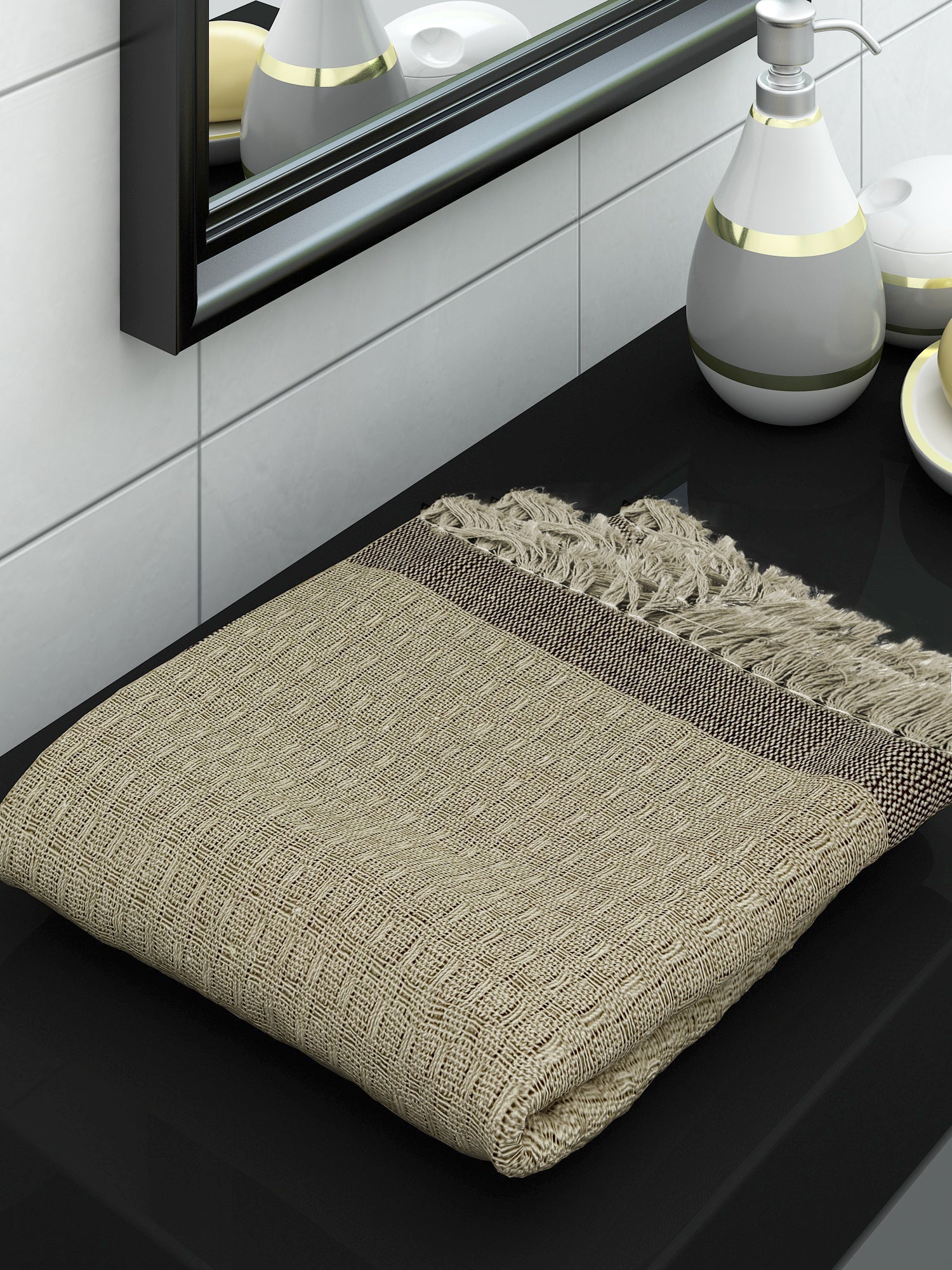 Waffle Beige Premium Cotton Bath Towel Waffle Beige by Athom Living - Athom Living
