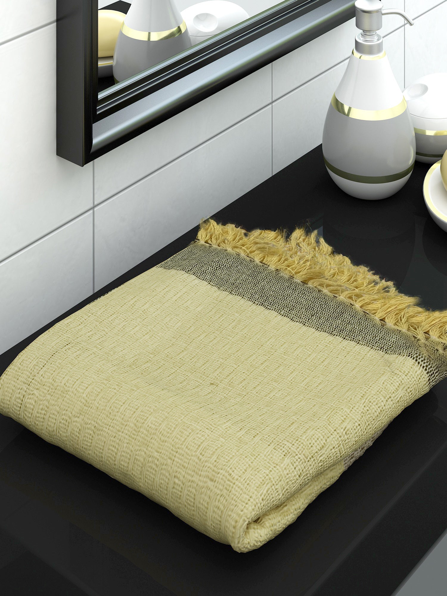 Waffle Yellow Premium Cotton Bath Towel by Athom Living - Athom Living